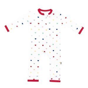 NWT Kyte Baby Zippered Romper in Cloud Rainbow Hearts, 12-18 months size